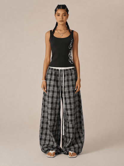 CloudCheck Baggy Plaid Pants