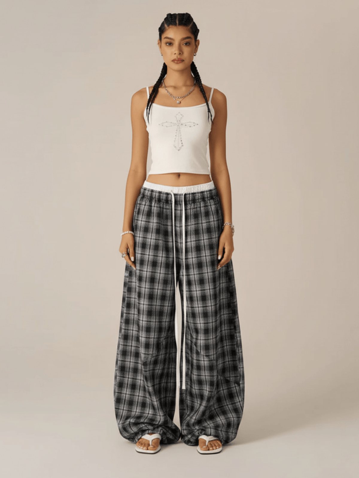 CloudCheck Baggy Plaid Pants